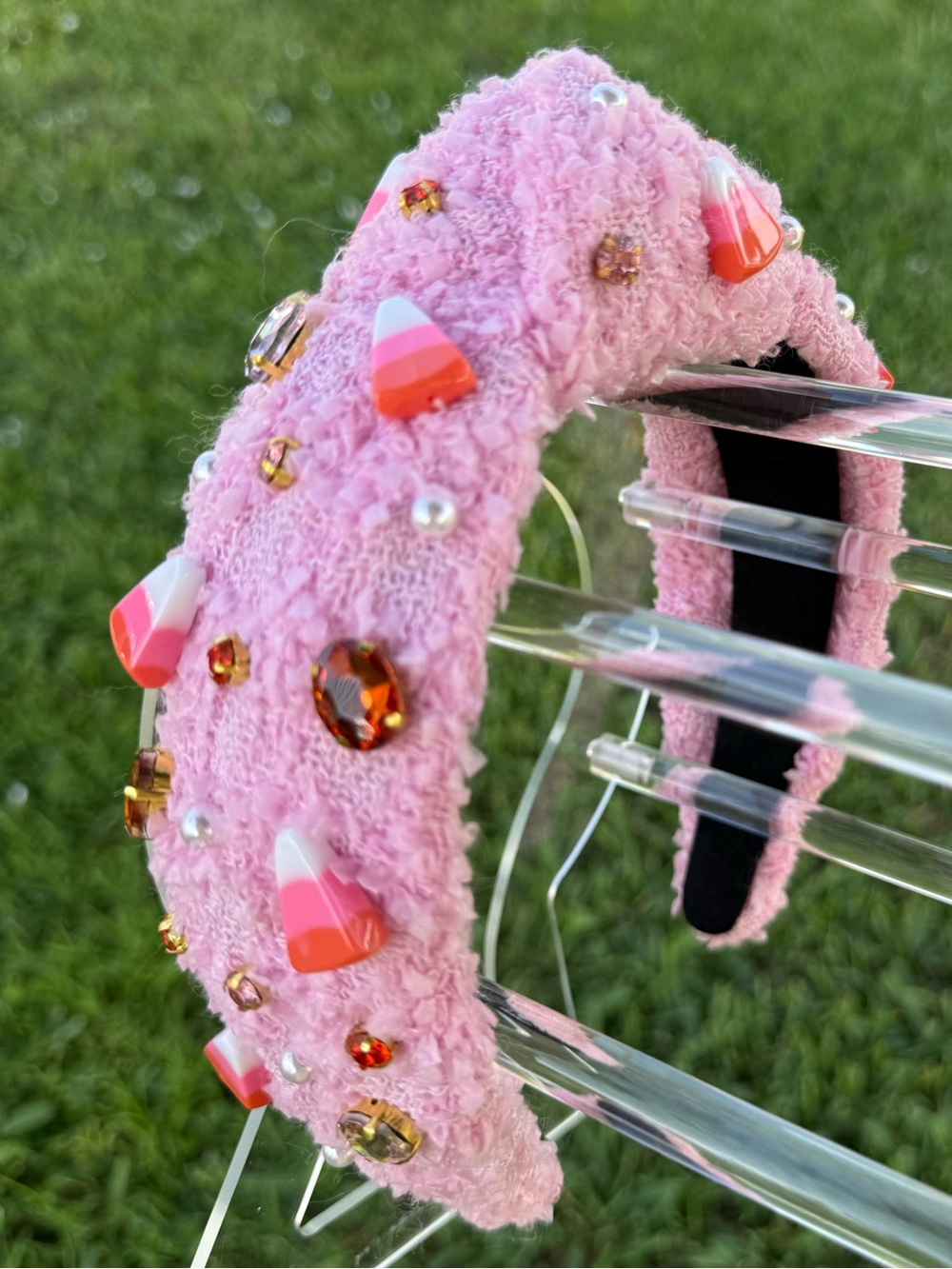Brianna Cannon Pink Halloween Candy Corn Gem Headband